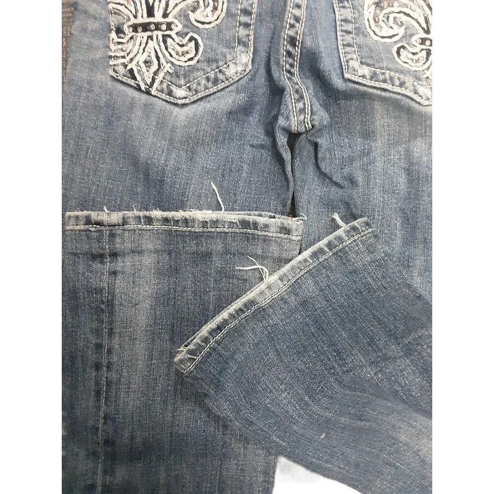Miss Me Jeans Skinny Slim Fleur De lis Rhinestone Denim JP5109SK-2 Sz 27